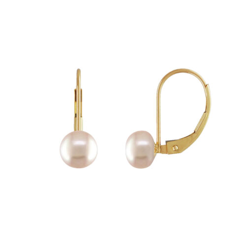 Choose a Color Gold over 925 SS 6mm Freshwater Button Pearl Leverback Earrings