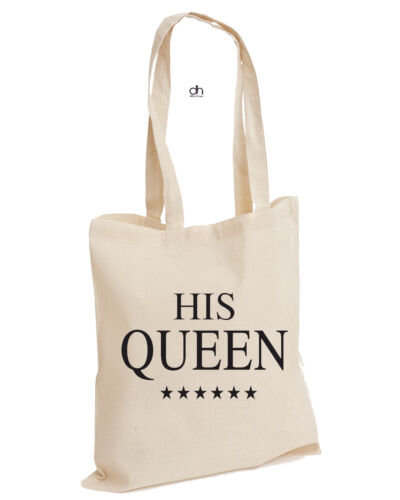 BAG Details about  / THE KING HIS QUEEN Cotton tote Christmas valentines Couples Matching gift