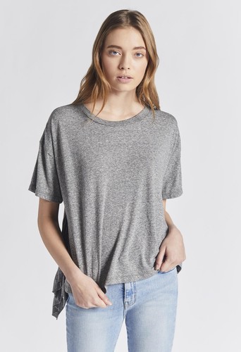 IRR 128$ CURRENT//ELLIOTT The Side Slit Ruffle Tee jersey knit Gray *0,1,2,3