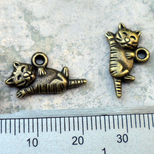 Anneau 2 mm BRONZE LAITON CHAT COUCHÉ BRELOQUE 11 X 20 mm