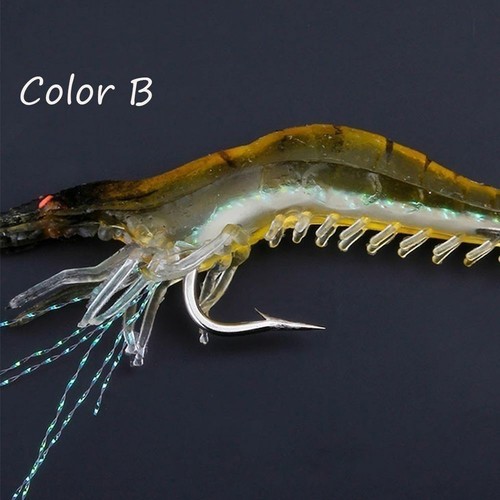 Biomimetic Soft Prawn Lure Sea Fishing Shrimp Fake Bait Hook Worm Silicone