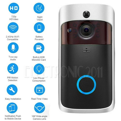 Smart WiFi Phone Doorbell Wireless IR Video Camera Intercom Home Security Bell