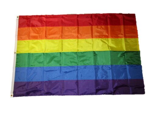 5x8 Embroidered Gay Pride Rainbow Stripes 210D Nylon Flag 5'x8' 