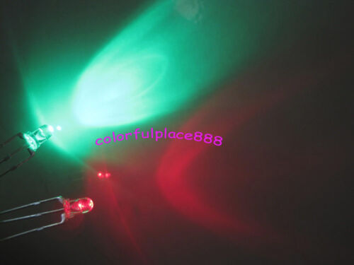50pcs 3mm Dual Bi-Color Red//Green 3-Pin Led Common Anode Water Clear Leds Light
