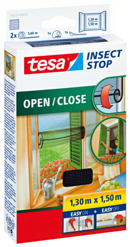 Tesa Insect Stop Open-Close Moustiquaire 1,30 m x 1,50 m Noir