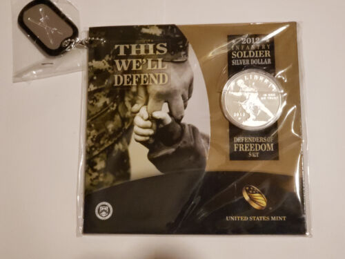 Sealed Defenders of Freedom Set w//Dogtag 2012-W Infantry Proof Silver Dollar