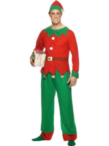Red /& Green Leg Inseam 33/" Chest 42/"-44/" Smiffys Elf Costume Male