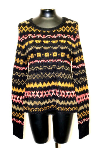 Free People Sweater Swing Throurgh The Storm Printed Black Tauqe Size XS S MyAFC