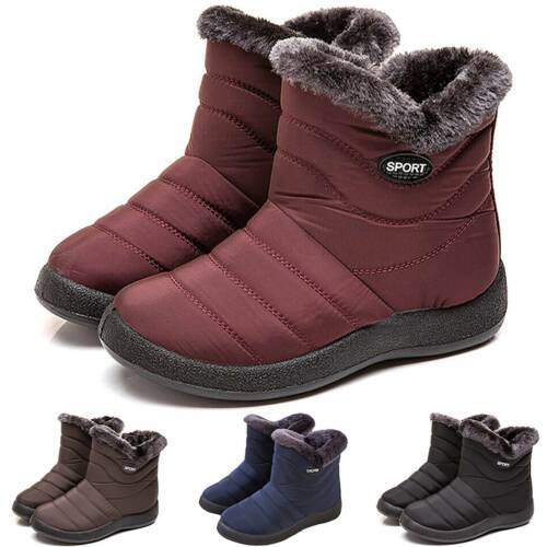 Womens Casual Snow Ankle Boots Warm Winter Fur Waterproof Sneakers Shoes Booties 