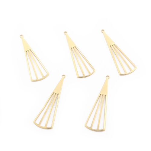 30Pcs Raw Brass Fan Shaped Triangle Charms Pendants DIY Jewelry Earring Making 