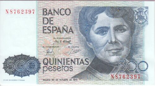 EF center fold  WE COMBINE Spain Banknote P153 500 Pesetas 1979 Prefix N