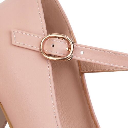 Details about   Mary Janes Women Pumps Round Toe Chunky Heel Ankle Strap Casual Shoes 44/45/46 D 