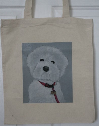 Natural and Black Large bags available Bichon Frise Printed Bags 3 sizes