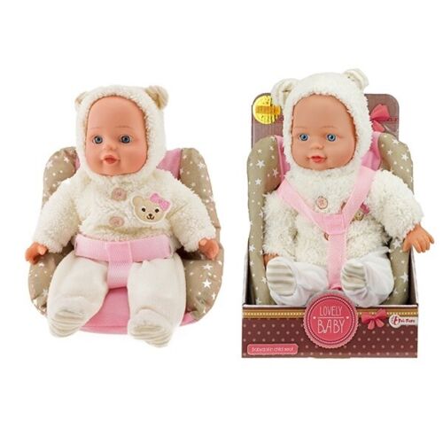 34 cm Lovely Baby  24M+ Toi-Toys Babypuppe Puppe Baby im Kindersitz ca 