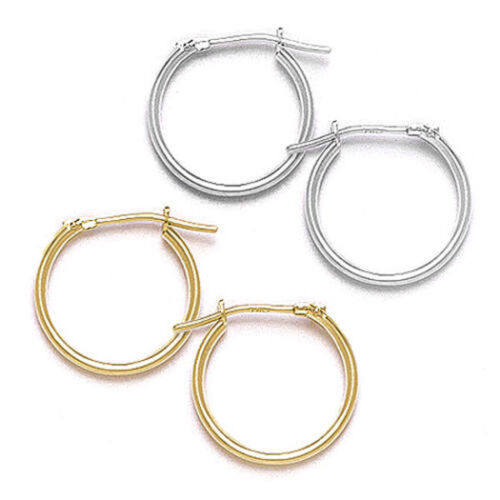 14mm Women/Children's 14K Gold Huggie Polished Hoop Tube Earrings 
