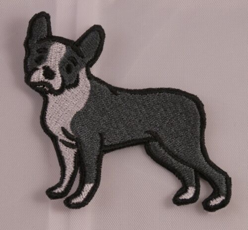 Embroidered Boston Terrier Puppy Dog Breed Patch Jacket Applique Iron On Sew USA 