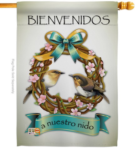 Details about / Bienvenidos a Nuestro Nido Garden Flag Expression Sweet Home Gift House Banner