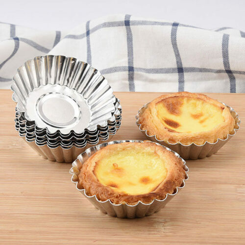 10Pcs Cupcake Egg Tart Mold Pudding Cookie Stainless Steel Mould Baking Tools