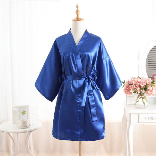 Hot Women robe Silk Satin Robes Wedding Bridesmaid Bride Gown kimono Solid robe# 