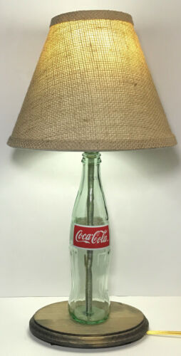 Desk Accent Light Decor Classic Coca-Cola Coke Bottle TABLE LAMP with Wood Base 
