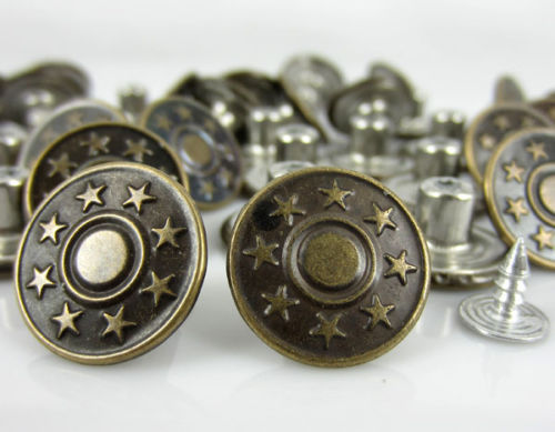 Steampunk 2 pezzi bottone//Bottoni ♥ SKULL STELLA METALLO ORO JEANS EUR 1,13//Pezzo