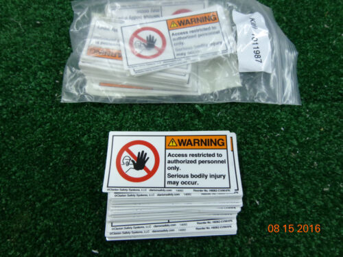 Clarion Adhesive WARNING access restricted sticker label 4" x 2" LOT 50  A61 