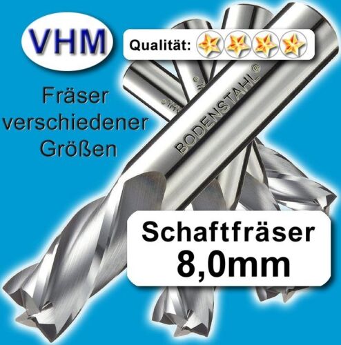 8mm Vollhartmetall Fräser Schaftfräser Kunststoff Holz VHM Schaft=8x60mm TiAlN 