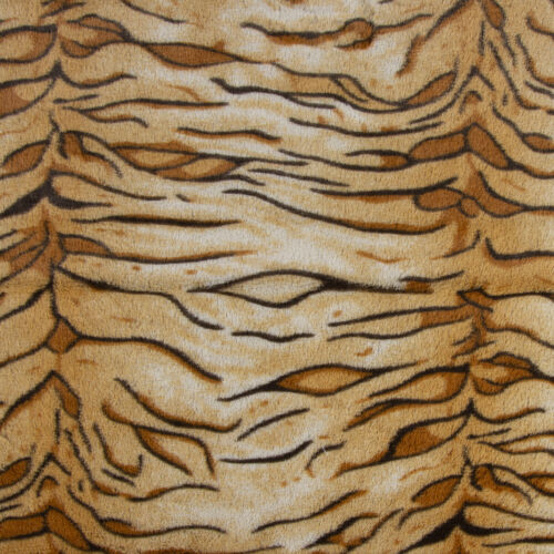 Piel sintética fell imitacion tigre de peluche blando beige crema marrón 1,5m ancho