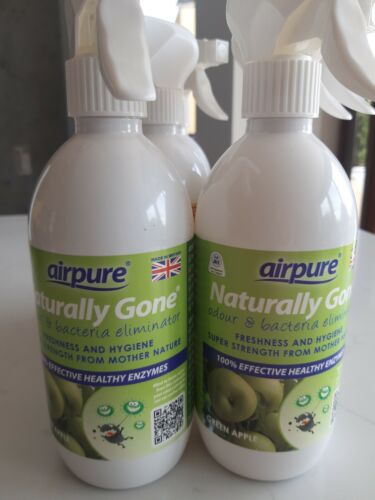 2 x Airpure Naturally Gone Odour /& Bacteria Eliminator Green Apple