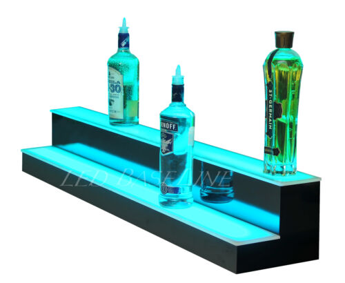 Display Shelving Lighted Liquor Bottle Shelf 60/" LED BAR SHELVES Two Steps