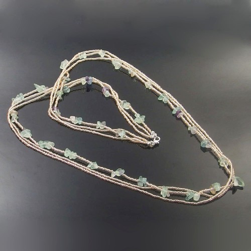 natural chip stone turquoise quartz amethsyt fluorite crystal beads necklace 34/"