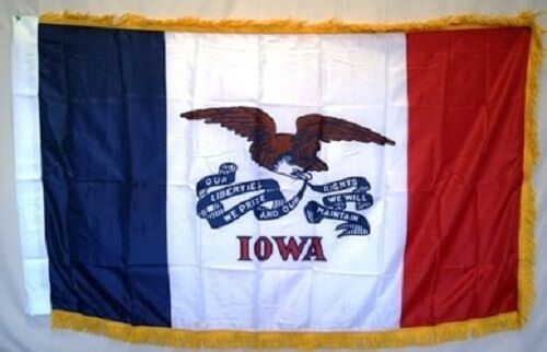 3x5 Iowa State Poly Nylon Sleeve w// Gold Fringe Flag 3/'x5/' Banner