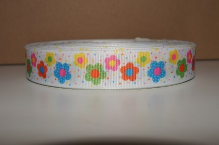 webband 2007-colorido florecitas en Weiss cenefa 22mm ancho grosgrain