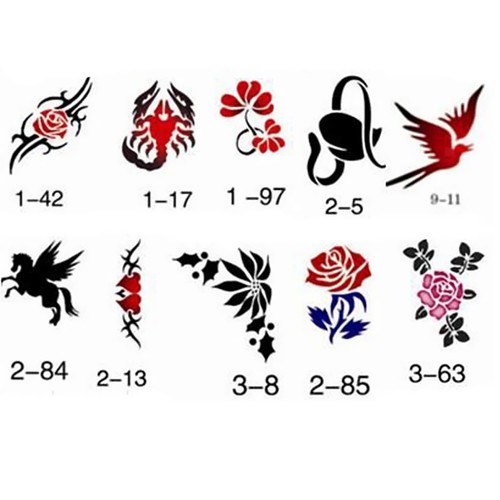 Blesiya 10 Packs Reusable Body Face Painting Stencil Tattoo Makeup Template