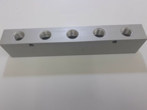 1//4 BSP Manifold 2 x 1//2 Bsp x 5 x 1//4 Bsp Single Sided Outlet Ports