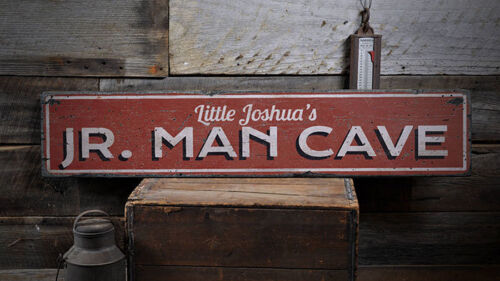Distressed Wooden Sign ENS1001944 Jr Man Cave Sign Little Man Cave Sign