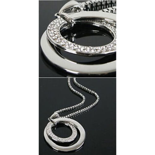 Fashion Long Chain Women Crystal Rhinestone Silver Plated Pendant Necklace Gift