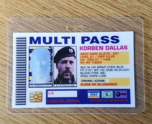 Fifth Element ID Badge-Multi Pass Korben Dallas Dallas cosplay costume prop