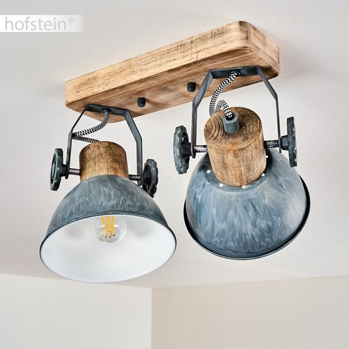 Retro Flur Dielen Strahler Decken Lampe grau//Holz Wohn Schlaf Zimmer Beleuchtung