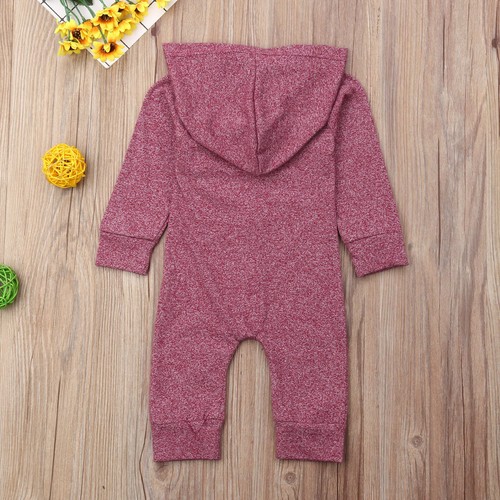 Newborn Infant Baby Boy Girl Kids Cotton Hooded Romper Jumpsuit Clothes Outfit