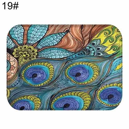 LC/_ 1x Peacock Feather Mat Bath Rug Non-Slip Soft Carpet Foot Pad 40x60cm Deli