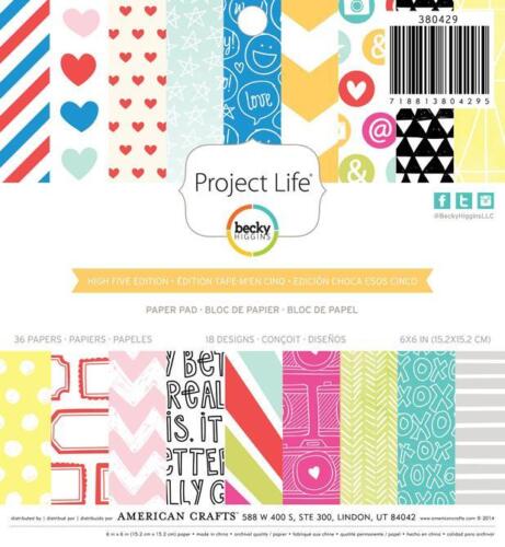 Project Life HIGH FIVE 6x6 Paper Pad Becky Higgins Teen Family Pocket Page 36p 