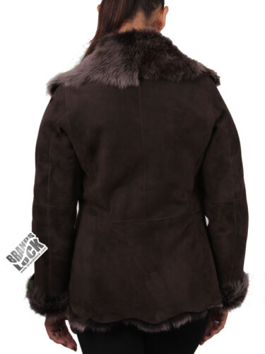 Brandslock Womens Genuine Leather Jackets Shearling Sheepskin Merino Distressed