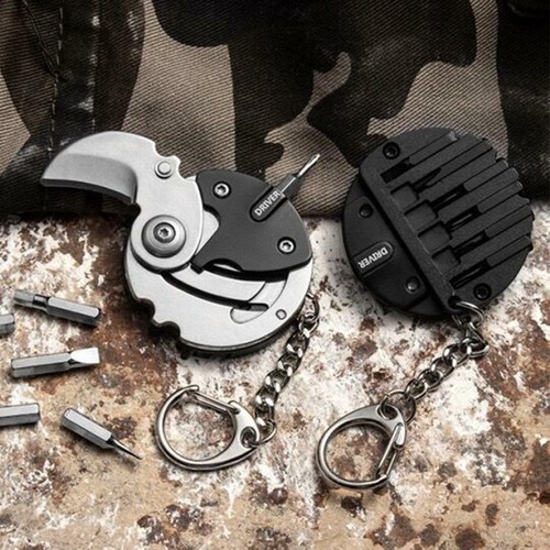 Multifunction Mini Tools Folding Pocket Screwdriver Coin Plier Cutter Keychain