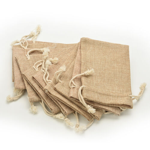 New Small Vintage Natural Burlap Hessian Bomboniere Bags Wedding Party Favor 'UK 