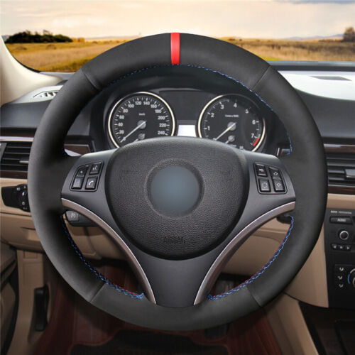 Black Suede Steering Wheel Cover for BMW E90 E91 E92 E93 X1 E84 E87 E81 E82 BM33 