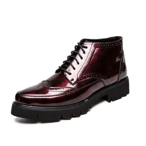 Details about   Mens Brogues Shiny Leather Lace Up Cuban Heel Dress Oxfords Shoes Wing Tip Vogue 