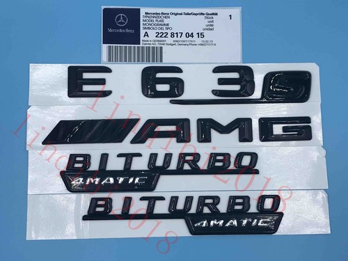 Gloss Black E63s AMG BITURBO 4 MATIC 3D Number Emblem Sticker for Mercedes-Benz