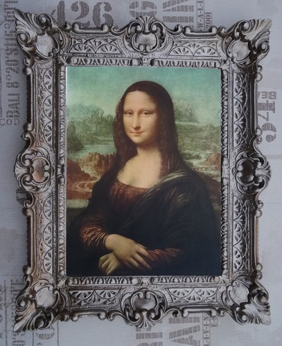 Gemälde Mona Lisa Bild mit Bilderrahmen BAROCK Antik look 56x46 cm Bilder NEU