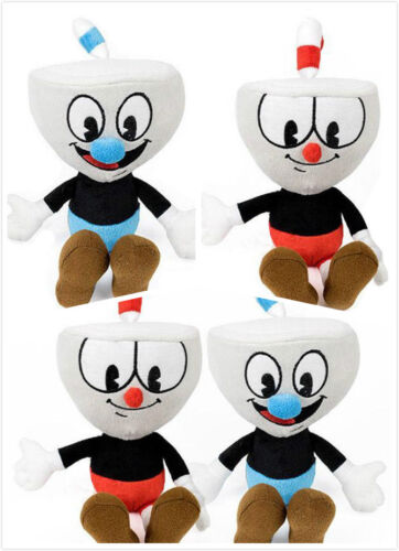 10 Inch Cuphead Game Plush Toy Cuphead /& Mugman Mecup And Brocup Figure Doll Set